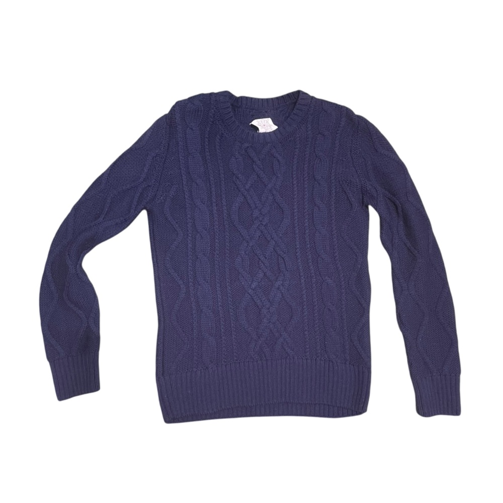 Boast Women's Chunky Fisherman Cable Wool Knit Crewneck Sweater‎ Navy Size L - Picture 5 of 11